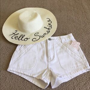 Free People White High-Waist Denim Shorts